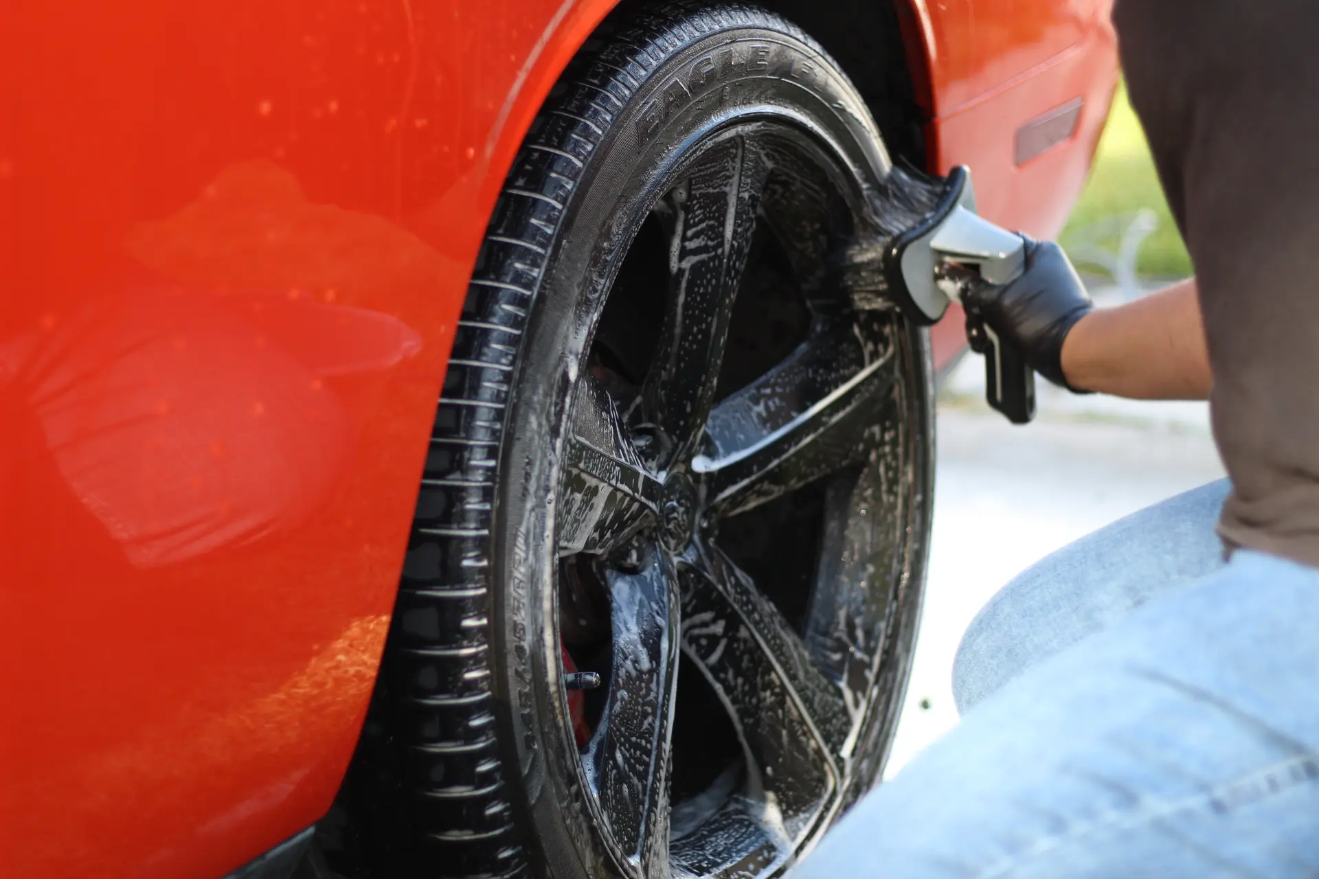 Dodge Challenger rim scrub detail — Box Elder County UT