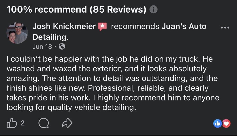 5-star Facebook review from Josh Knickmeier