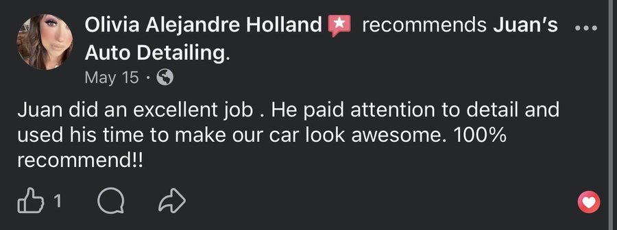 5-star Facebook review from Olivia Alejandre Holland